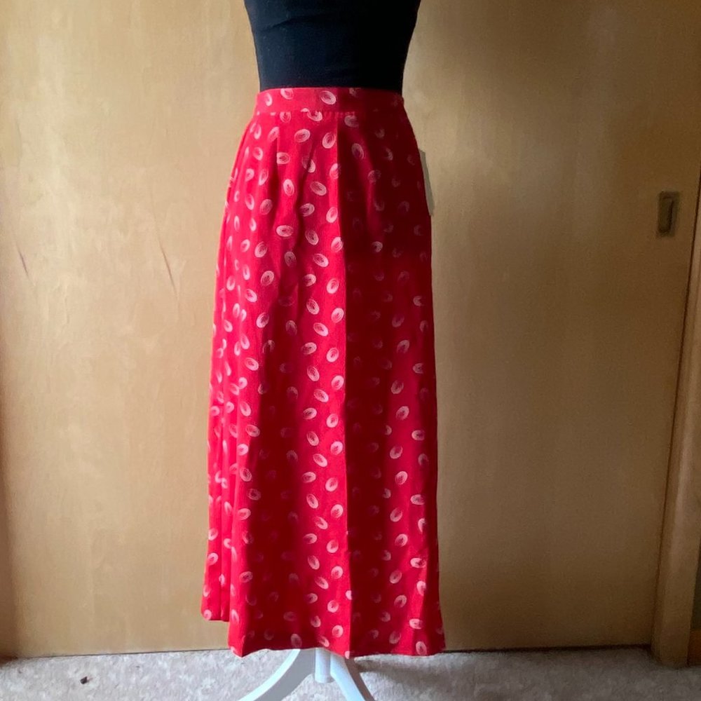 NWT Sz 6 Hawksley & Wight Red/Cream Lined Skirt